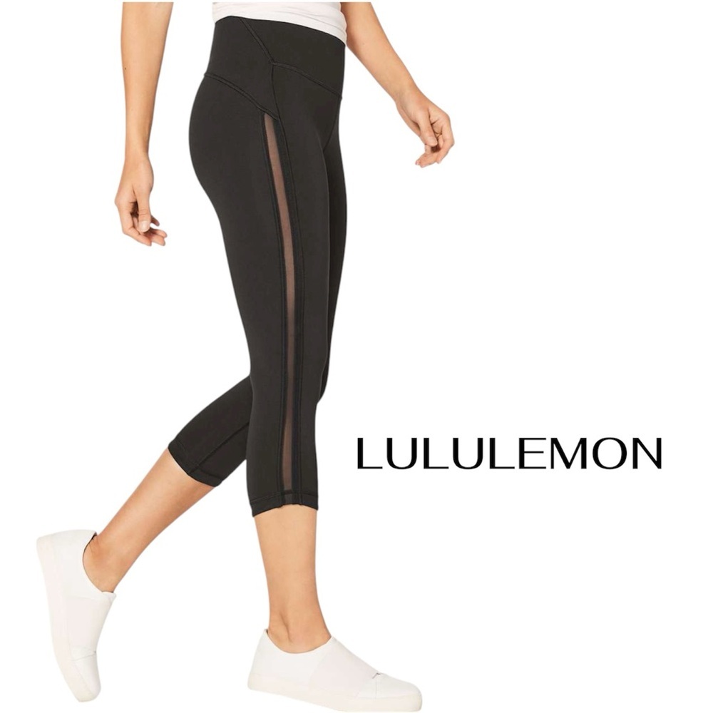LULULEMON Wunder Under Awaken Crop | Black Luxtreme Mesh Side | Women’s 8